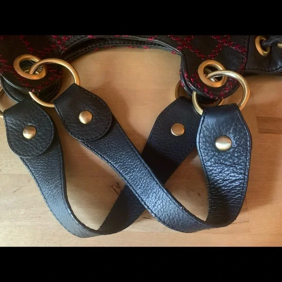 Isabella Fiore black leather embroidered large bag - Picture 10 of 13